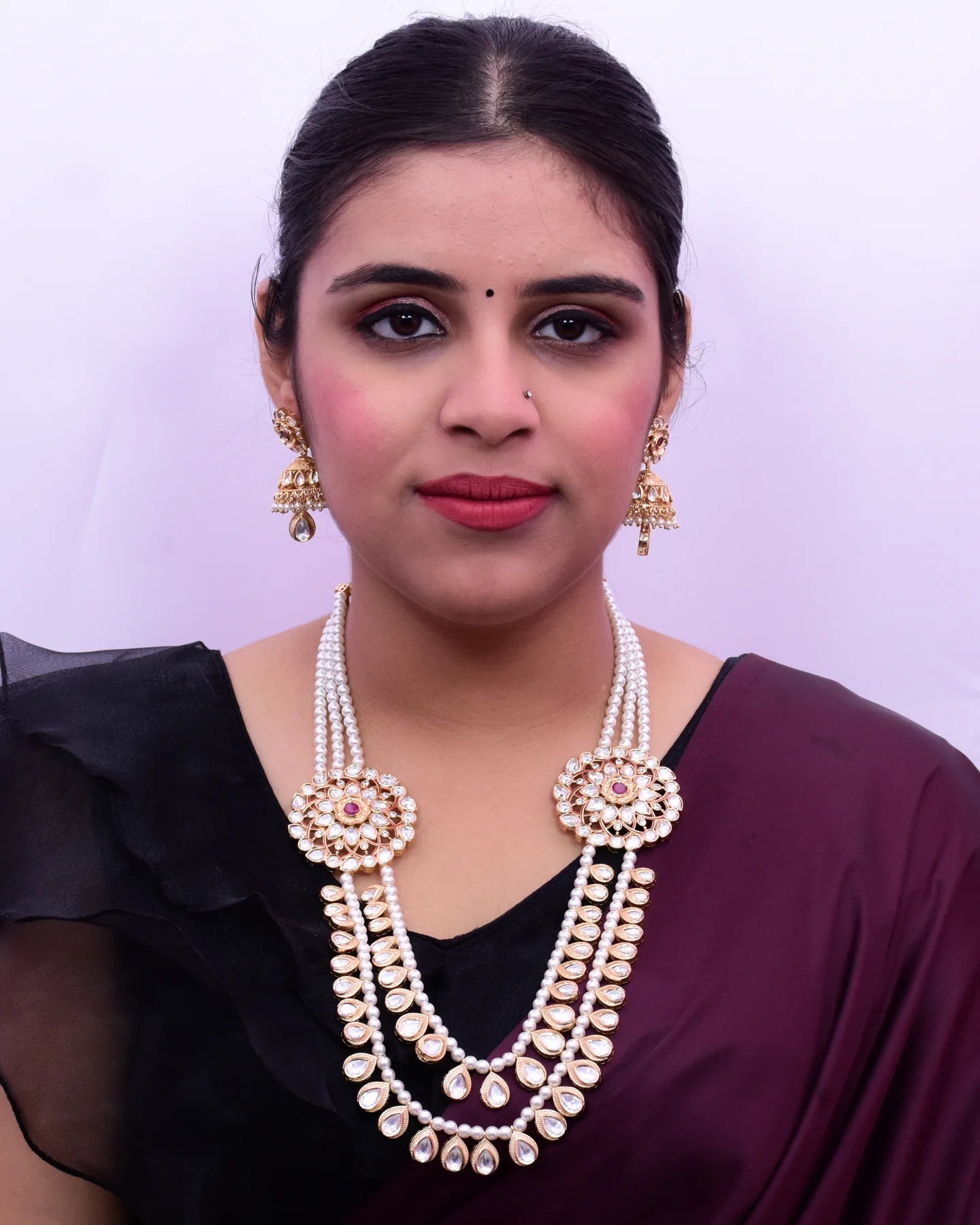 Elegant Gold Plated Royal Kundan Long Necklace with Matching Earrings Set (D646) | Perfect for Weddings, Parties, and Special Occasions