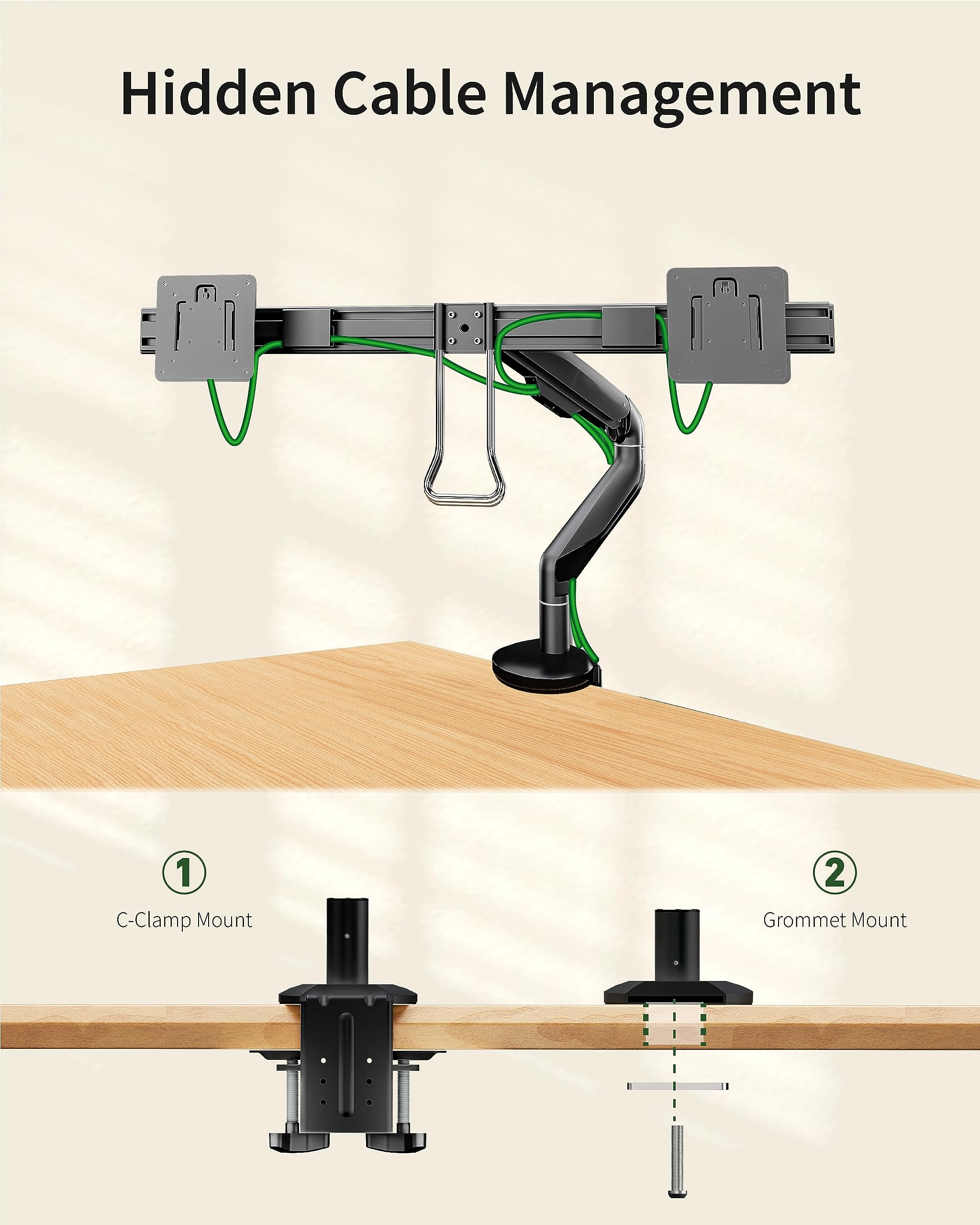 ErgoUnion Heavy Duty Dual Monitor Stand - Adjustable Desk Mount for 34