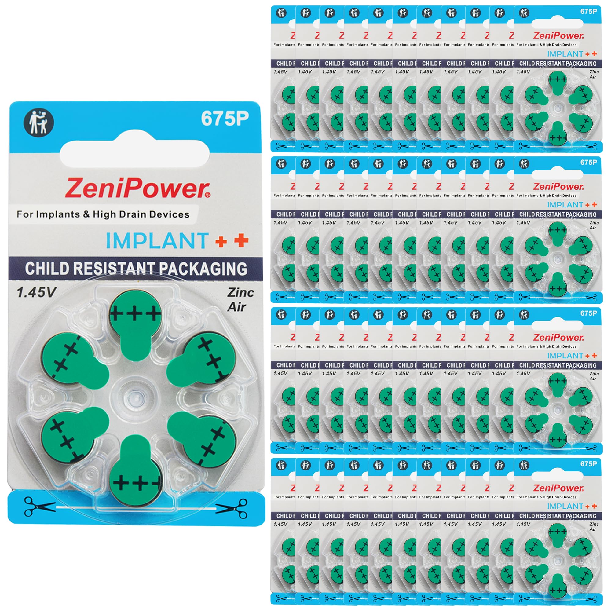 High-Power Zinc Air 675 Batteries 1.4V for Cochlear Implant BTE Speech Processors - 240 Pack (Compatible with 675P, 675CI, Implant Plus) | Long-Lasting Hearing Aid Batteries for Daily Use & Travel