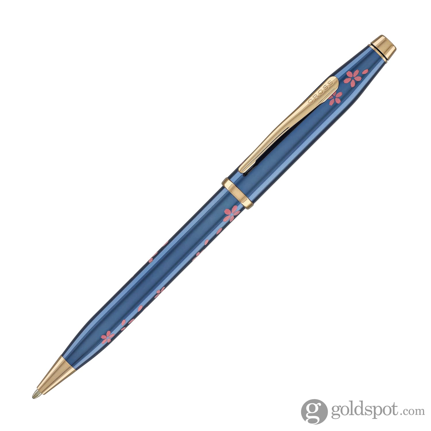 Cross Century II Cherry Blossom Ballpoint Pen - Translucent Blue Lacquer with Polished Rose Gold PVD - Premium Writing Gift for Professionals, Graduates & Collectors - Perfect for Office, Business Meetings & Special Occasions
