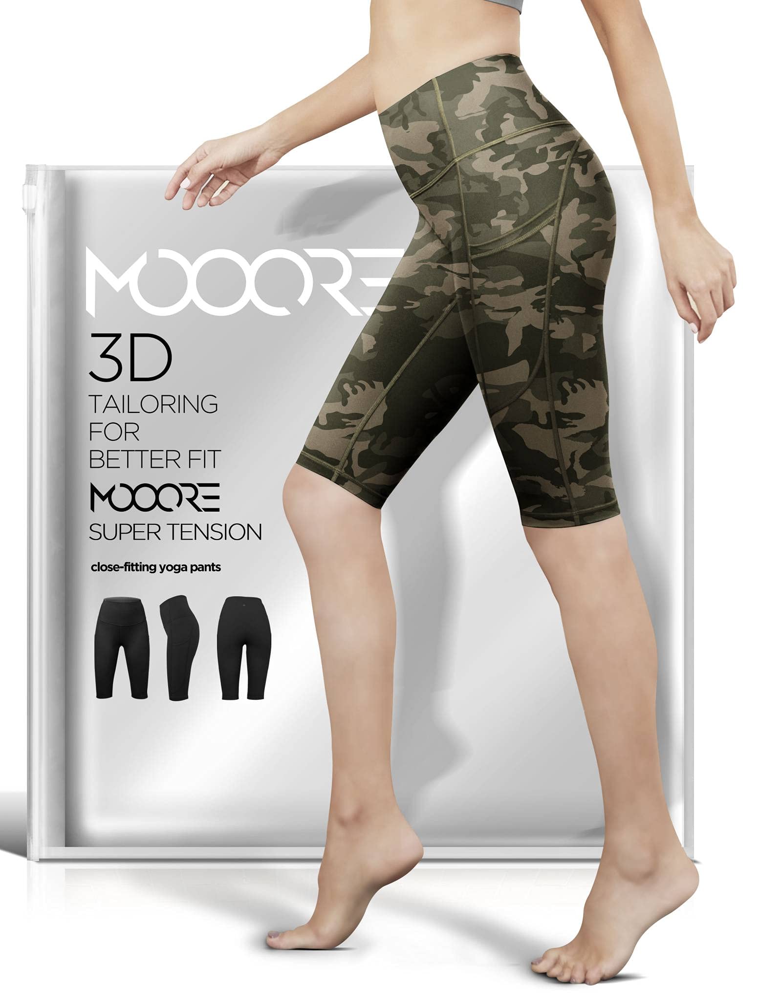 MOOORE Women's High Waist Yoga Pants - Tummy Control Capri Leggings for Workout & Running - Breathable Compression Sport Pants for Gym, Pilates & Lounge Wear