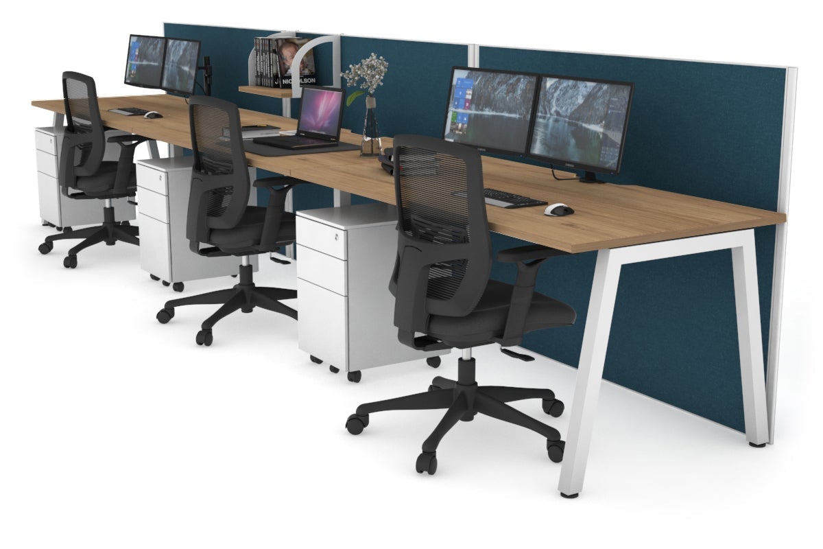 Horizon Quadro 3-Person Office Workstation Desk - 1600L x 800W with Cable Management - Perfect for Collaborative Workspaces & Modern Offices