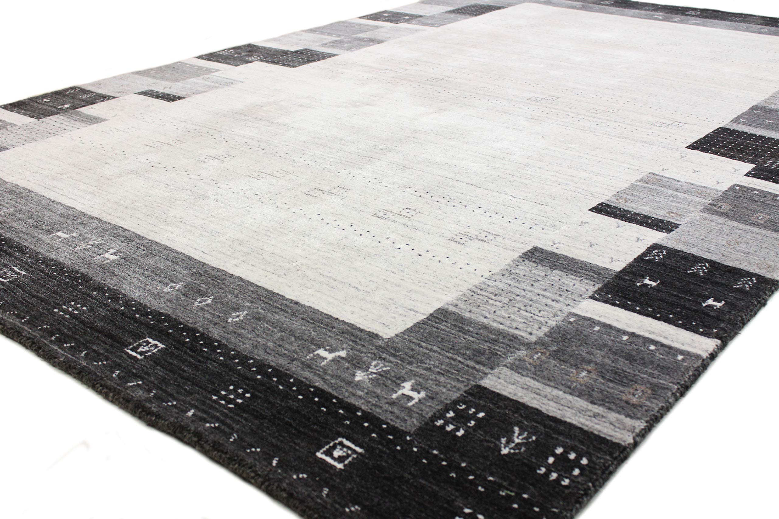 Bashian Collection Handmade Wool & Viscose Area Rug - 2.6’x8’ Ivory/Chargray Luxury Runner - Perfect for Entryway, Living Room, Bedroom Decor - Soft & Durable Home Floor Covering for High Traffic Areas