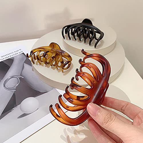 Vintage Hair Claw Clips 3PCS - Non-Slip Strong Hold Hair Barrettes with Interlocking Teeth for Women & Girls, Perfect for Shower, Styling and Everyday Use