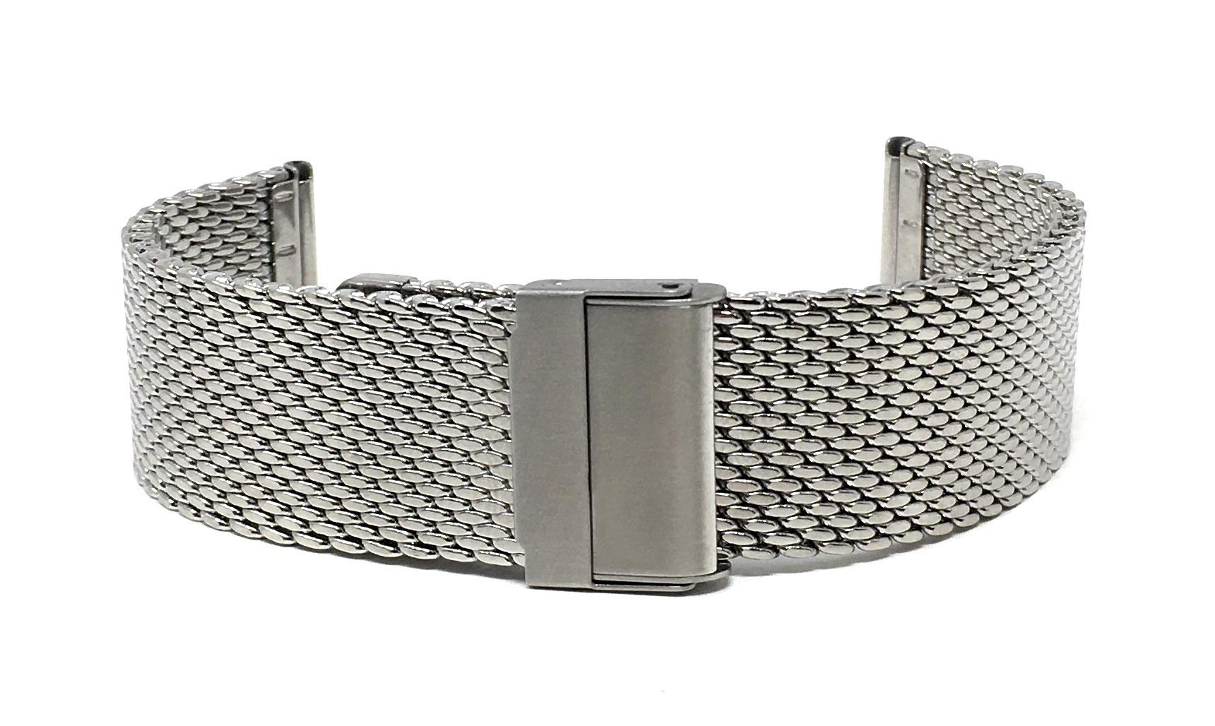 Stainless Steel Mesh Watch Band for Men & Women - 18mm Adjustable Metal Watch Strap with Fold Over Clasp (Silver Tone/Thick Mesh) | Perfect for Dress Watches, Business Attire & Everyday Wear