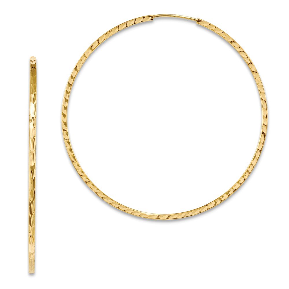 14K Yellow Gold Shiny-Cut Square Tube Endless Hoop Earrings for Women - Minimalist Luxury Jewelry Gift for Her - Perfect for Everyday Wear, Parties & Special Occasions