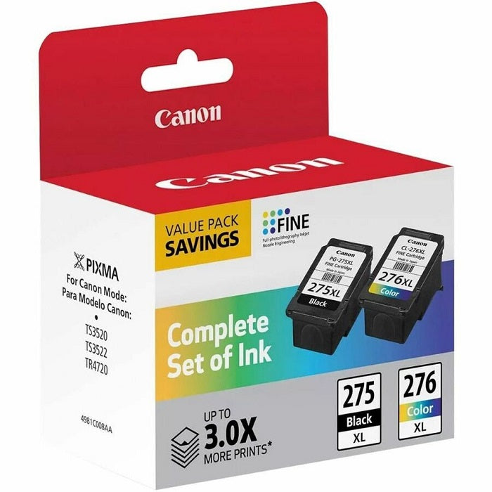 Original Canon PG-275XL & CL-276XL High Yield Ink Cartridges - Black & Color Combo Pack for Printers | Perfect for Home Office, School Projects & Small Business Printing