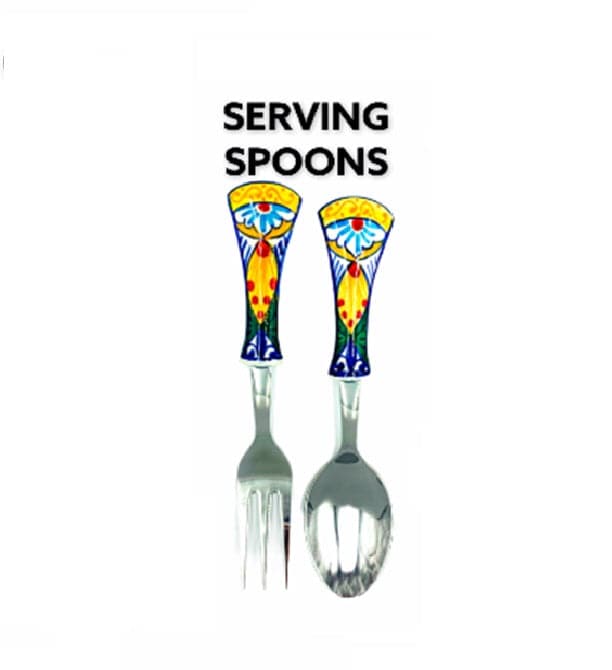 Premium Ceramic Handle Serving Spoons Set of 2 - Elegant Tableware for Dining, Entertaining & Buffet Serving
