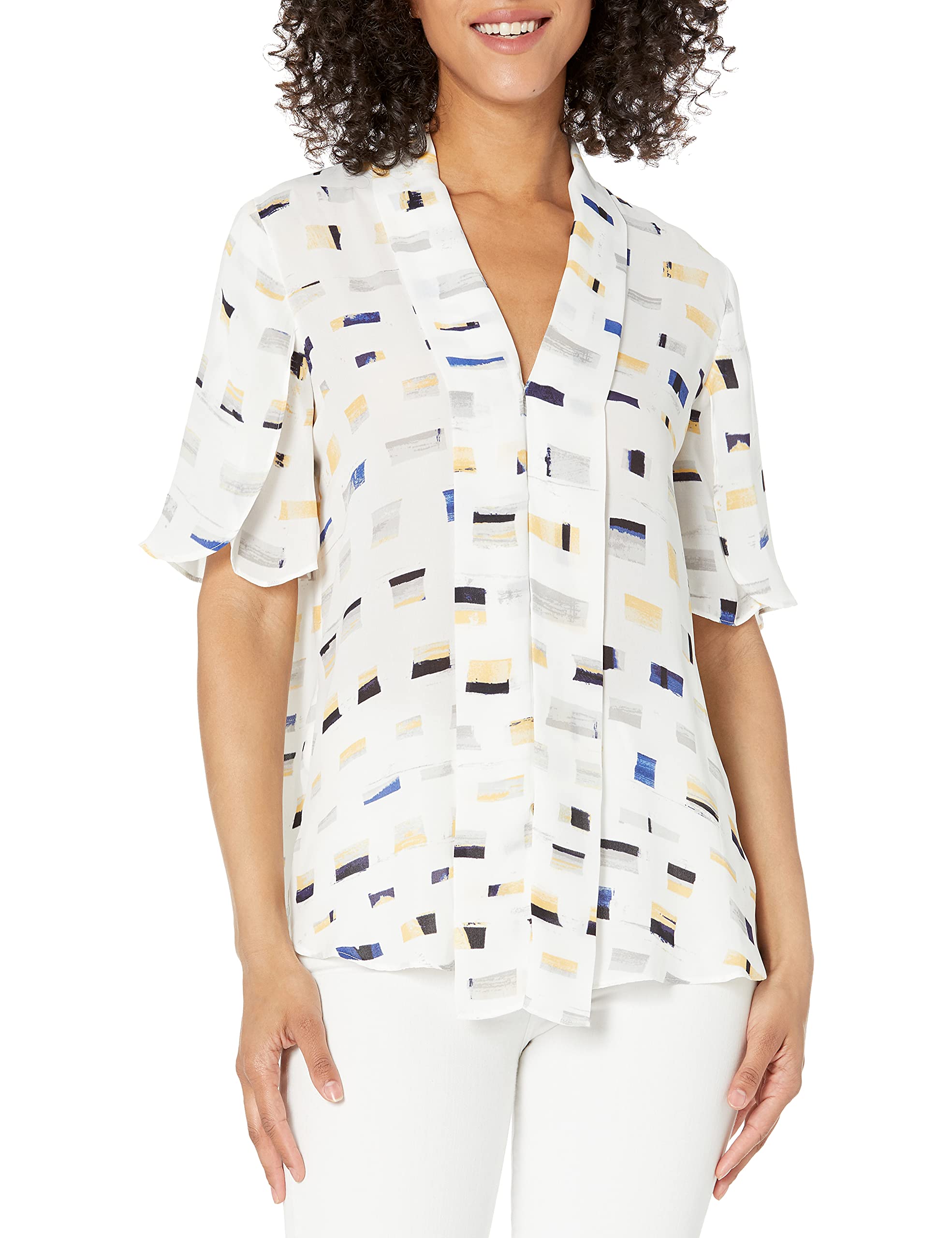 NIC+ZOE Women's Block Island Top - Stylish Casual Short Sleeve Blouse for Summer, Beach, and Everyday Wear | Perfect for Office, Vacation, and Outdoor Activities