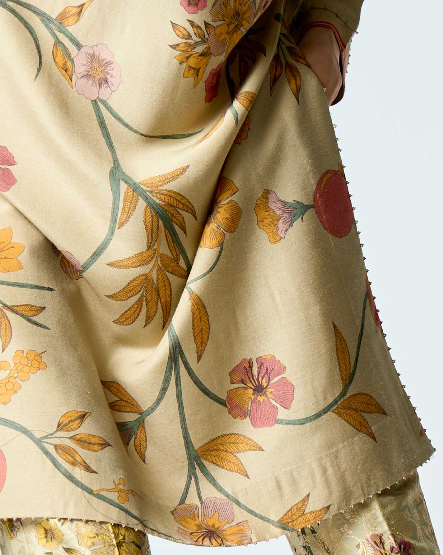 Elegant V Neck Kurta for Women - Premium Muga Satin Silk in Mint Green - Perfect for Festivals, Weddings & Special Occasions