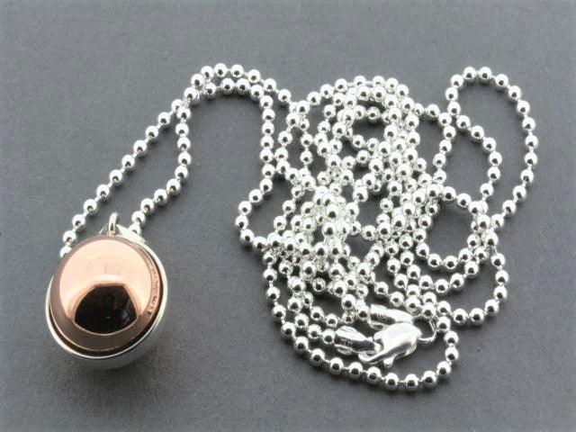 Sterling Silver & Copper Ball Pendant Necklace with 80cm Ball Chain - Elegant Jewelry for Women, Gift for Her, Perfect for Everyday Wear & Special Occasions