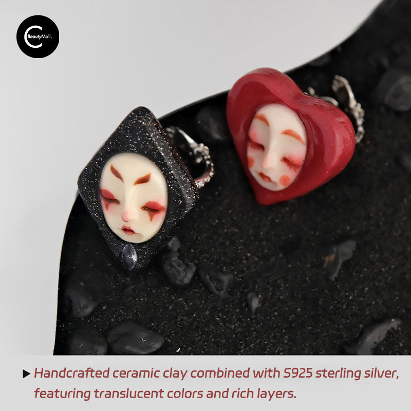 QUANDO Poker World Queen & Witch Adjustable Sterling Silver Ring for Women - Elegant Jewelry Gift for Halloween, Cosplay & Poker Night