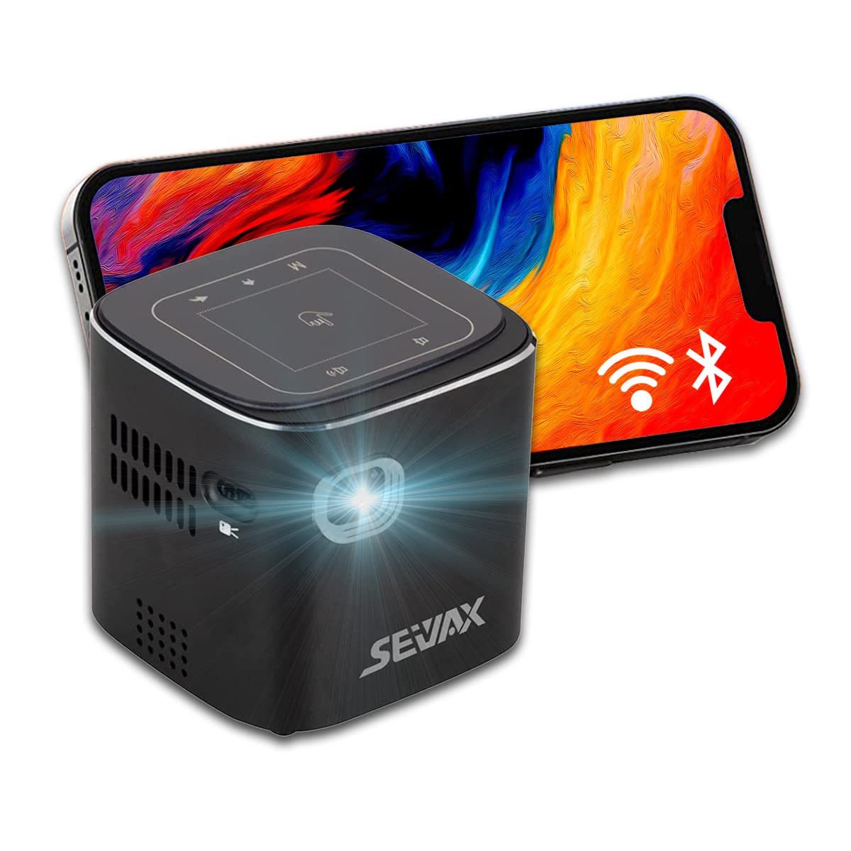 Mini Portable Projector with LED DLP Technology | Built-in Touch Pad, Screen Sharing for Android/iOS | Dual-Band WiFi (2.4G/5G), Bluetooth & HDMI/USB Connectivity | Compatible with iPhone, iPad & Android Phones | Perfect for Home Theater, Outdoor Movies & Business Presentations - Black