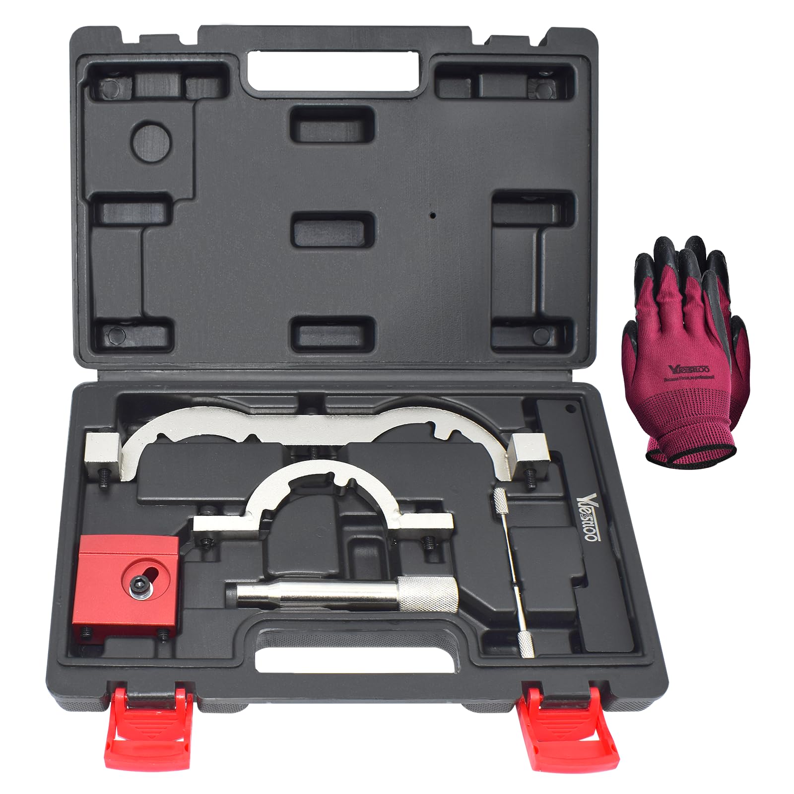 Professional Turbo Engine Timing Tool Kit for Vauxhall Opel Chevy Chevrolet Aveo Cruze Orlando Adam Ampera Astra J Cascada 1.0L 1.2L 1.4L - Camshaft Holding Locking Tool Set with Protective Gloves | Perfect for DIY Auto Repair, Engine Maintenance & Timing Belt Replacement