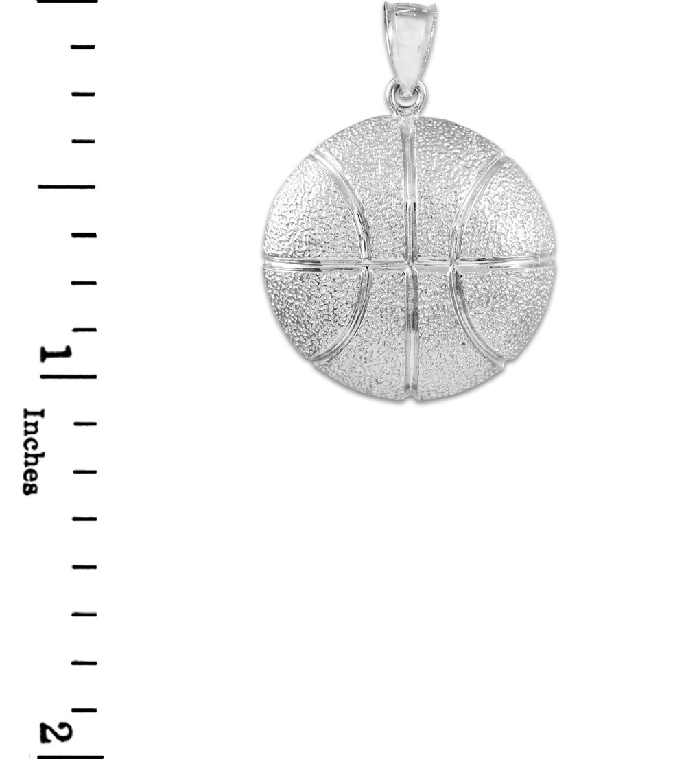 925 Sterling Silver Basketball Pendant Necklace for Sports Fans