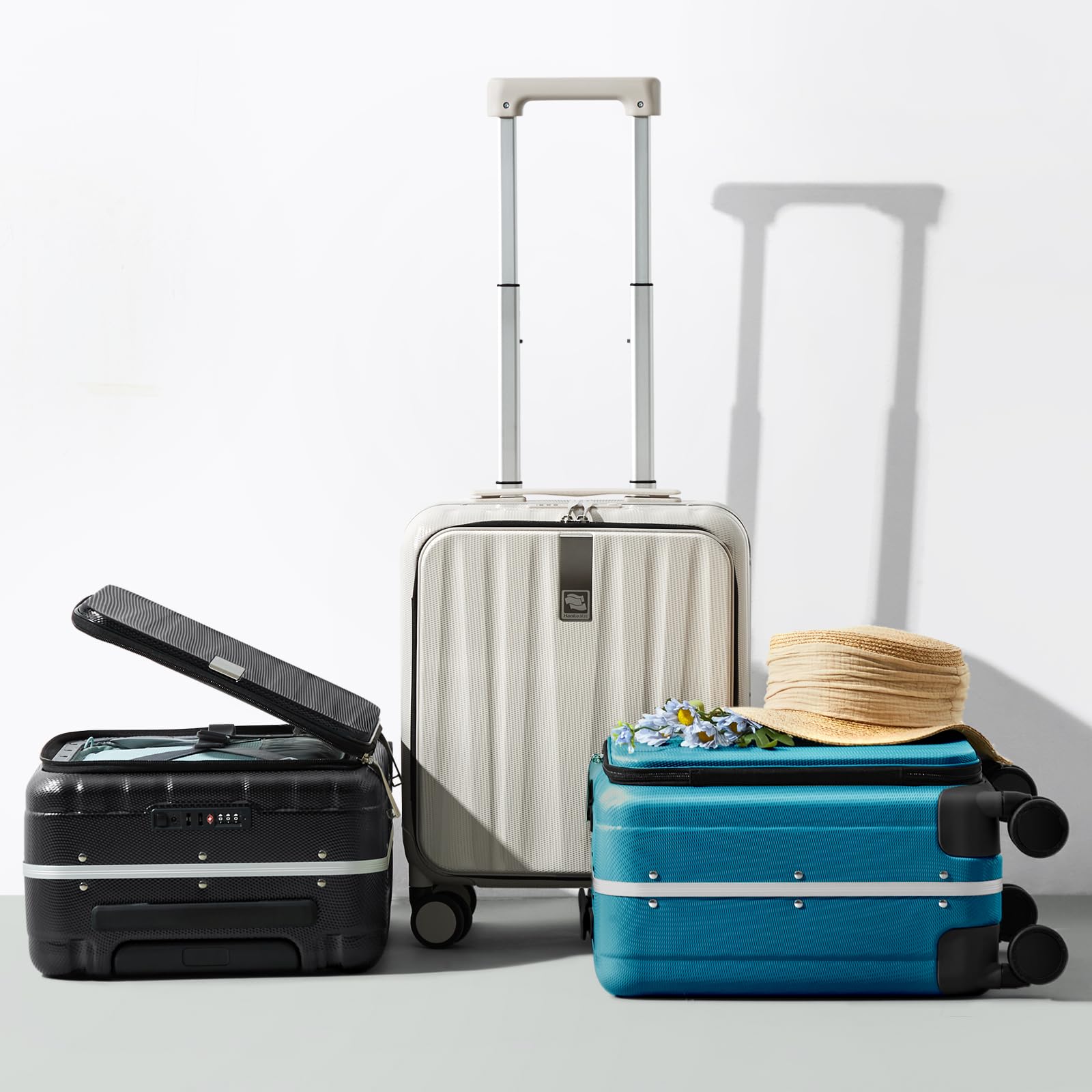 Hanke 16 Inch Underseat Carry On Luggage with Wheels - TSA Approved Lightweight Hard Shell Suitcase for Travel, Weekender & Airplane - Perfect Christmas & Birthday Gift (Caribbean Blue) - Ideal for Business Trips, Weekend Getaways & Cabin Baggage
