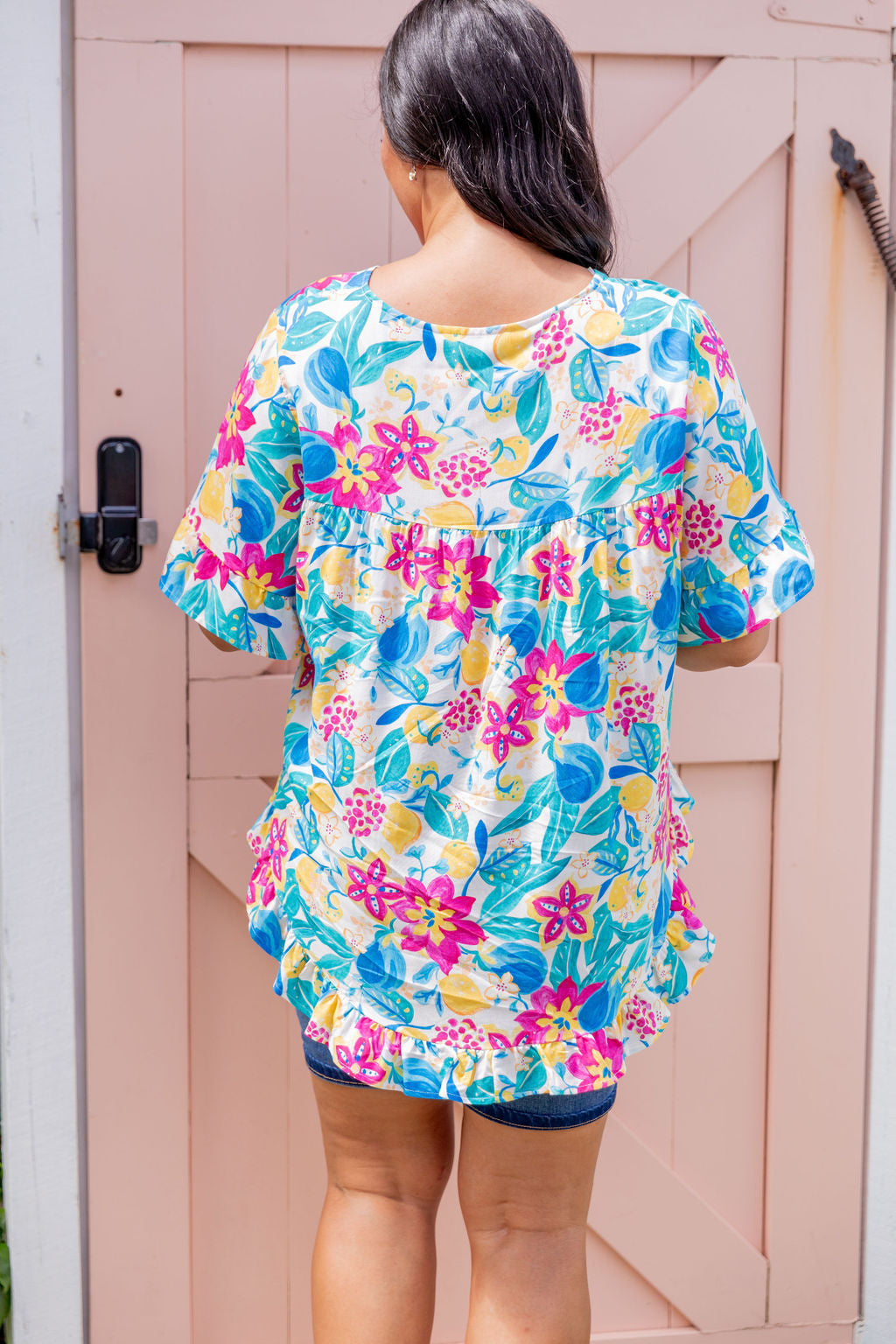 Lemon Garden Natalie Top - Women's Floral Print Blouse for Casual Wear & Summer Outfits