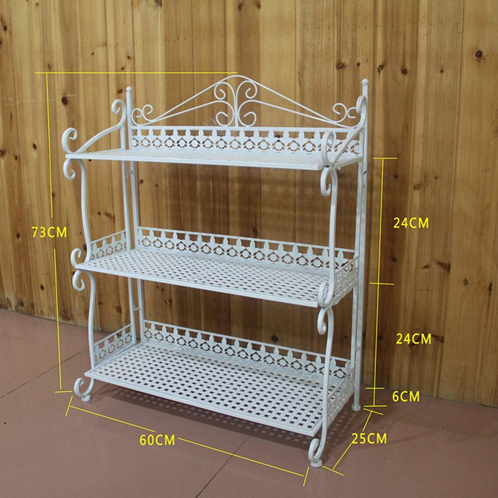 XJJUN 3/4-Tier Metal Plant Stand for Indoor Outdoor Use - White Flower Pot Holder, Plant Display Shelf, Shoe Organizer & Storage Rack (60x25x73cm) - Perfect for Patio, Garden, Living Room & Entryway Organization
