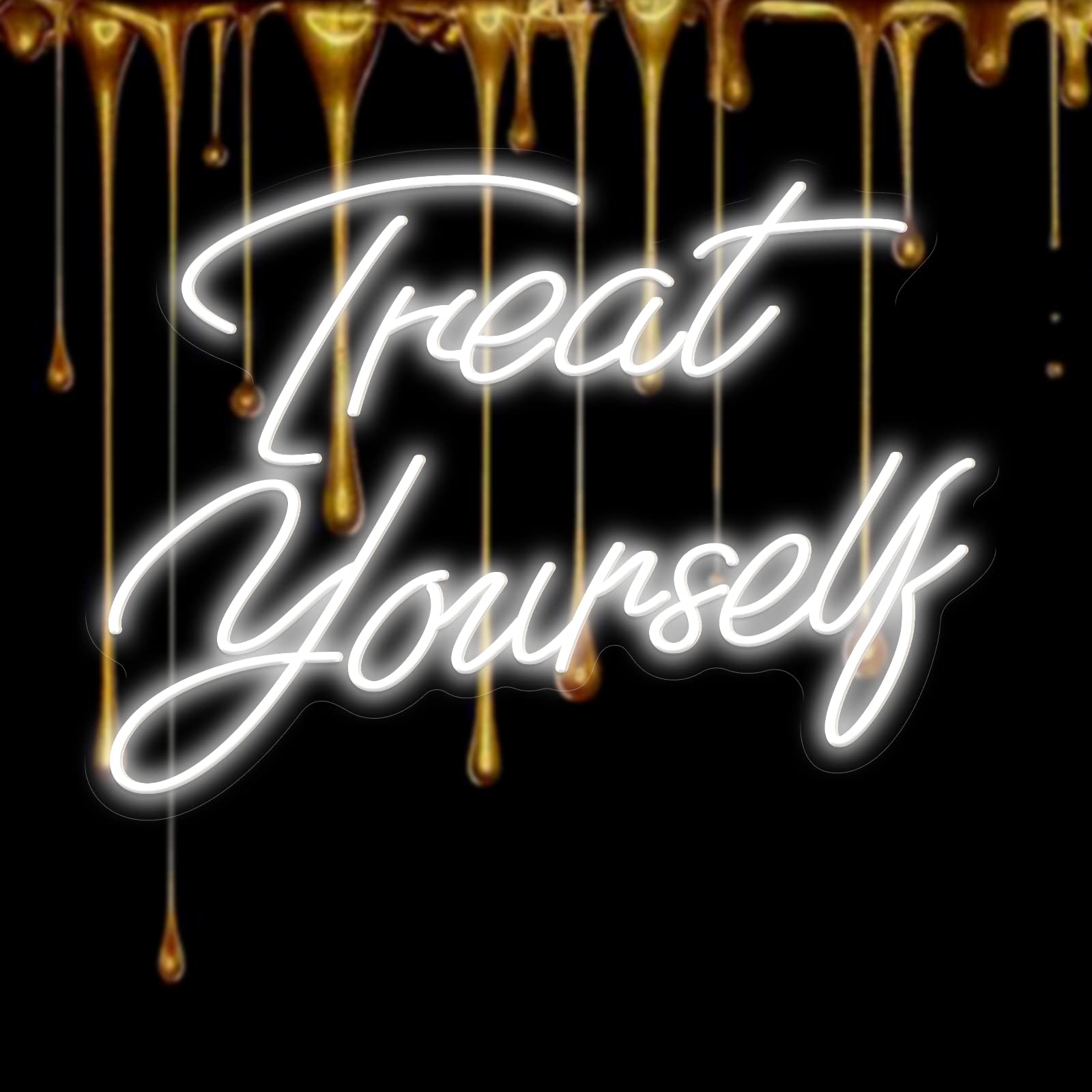 Custom LED Neon Sign - 'Treat Yourself' Wall Decor for Bedroom, Kids Room, Bar & Party | 21.65x11.2in Neon Art Light for Christmas, Wedding & Home Decoration | Perfect for Gifts, Instagram Background & Cafe Aesthetics
