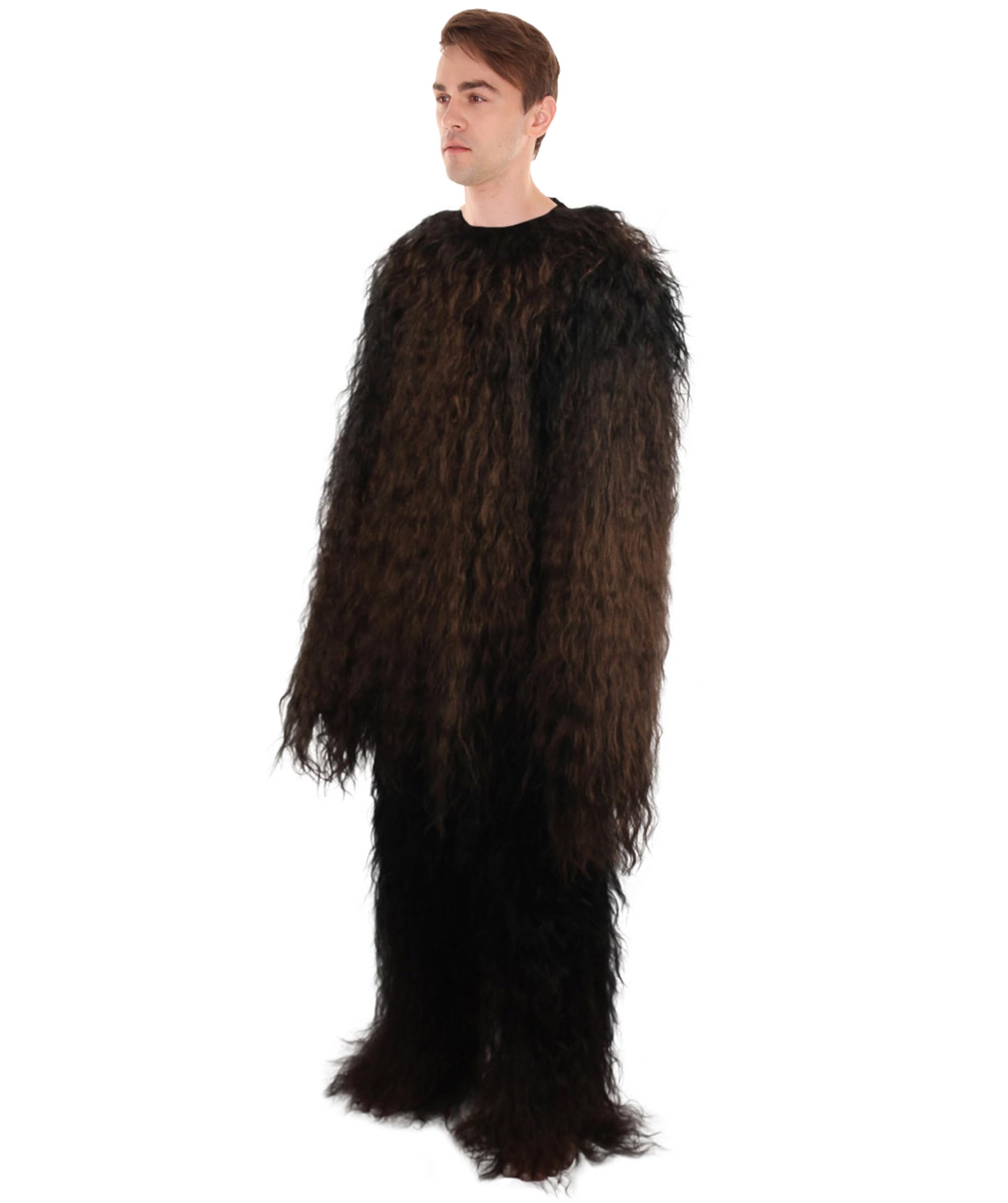 Unisex Hairy Warrior Ape Military Leader Resistance Gorilla Fighter Yeti Costume - Dark Brown Large Size for Cosplay, Halloween, LARP & Themed Parties