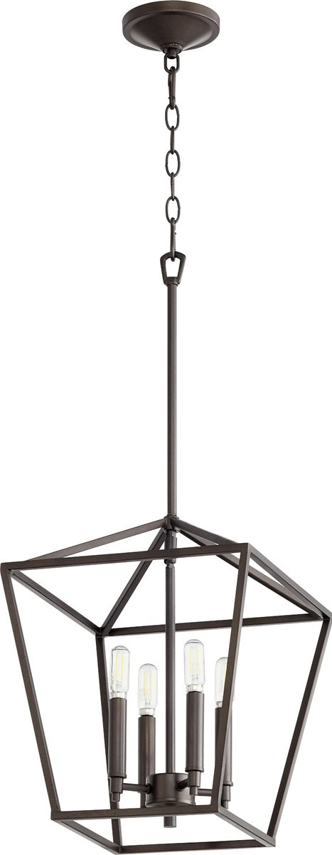 13W Gabriel 4-Light Entryway Foyer Hall Chandelier in Oiled Bronze Finish - Perfect for Grand Entrances, Stairwells, and Formal Dining Rooms