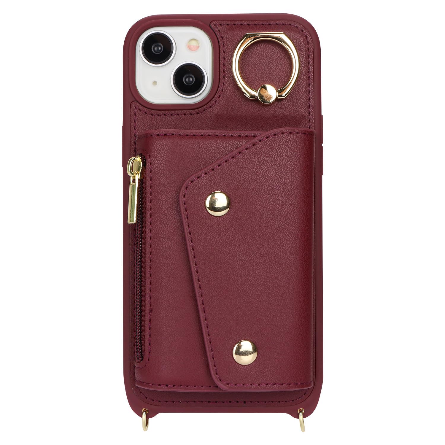 iPhone 15 Wallet Case with Card Holder & Crossbody Strap - 6.1