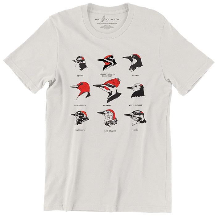 Bird Collective Woodpeckers Graphic T-Shirt for Men & Women - Vintage Nature Inspired Casual Tee - Perfect for Birdwatching, Hiking & Outdoor Adventures