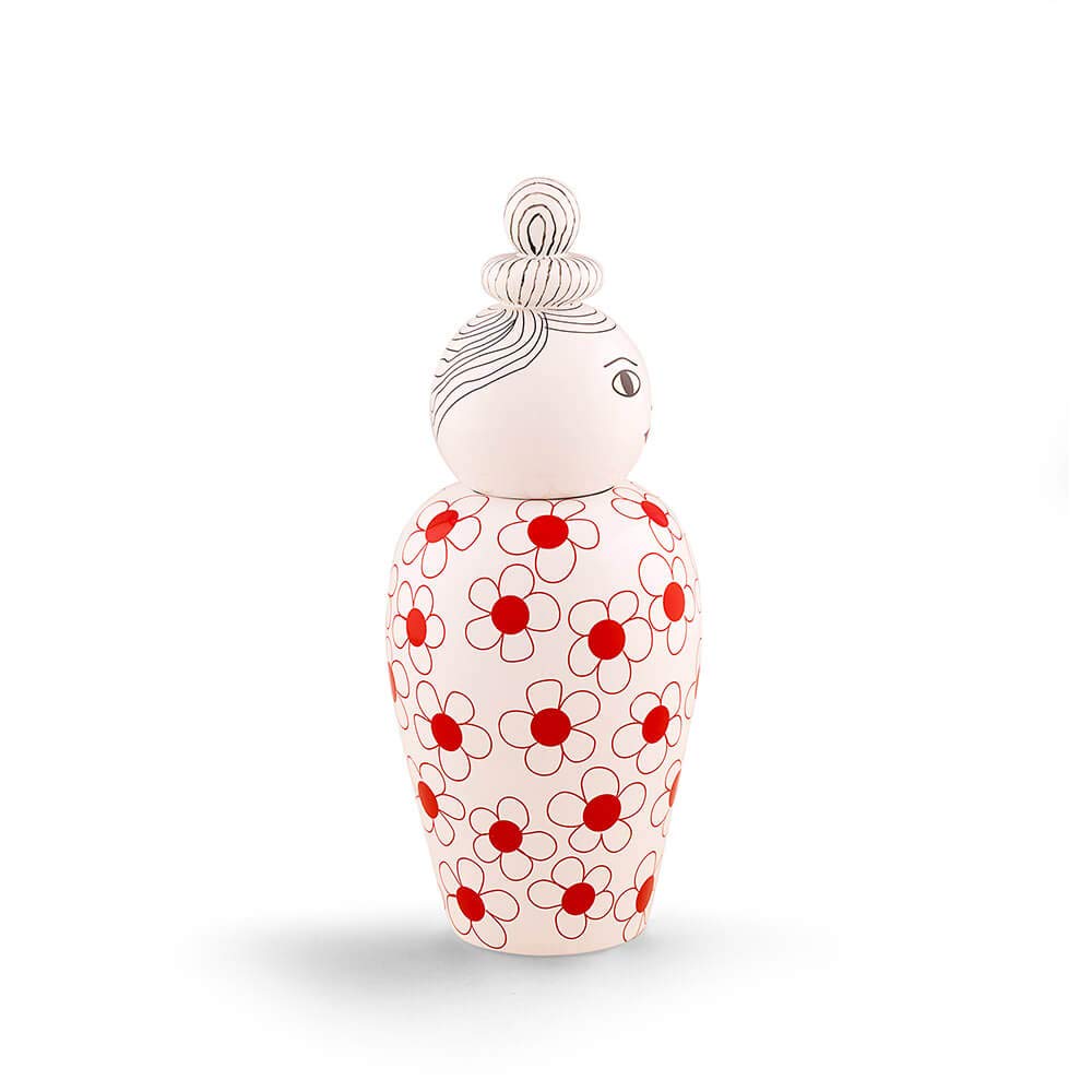 Seletti Pepa Dolomite Vase with Lid - Modern Red Ceramic Flower Vase for Home Decor, Wedding Centerpiece & Gift Idea