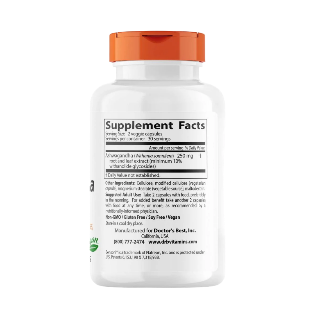 Doctor's Best Ashwagandha with Sensoril 125mg - 60 Vegetarian Capsules for Stress Relief & Immune Support - Perfect for Daily Wellness & Anxiety Management