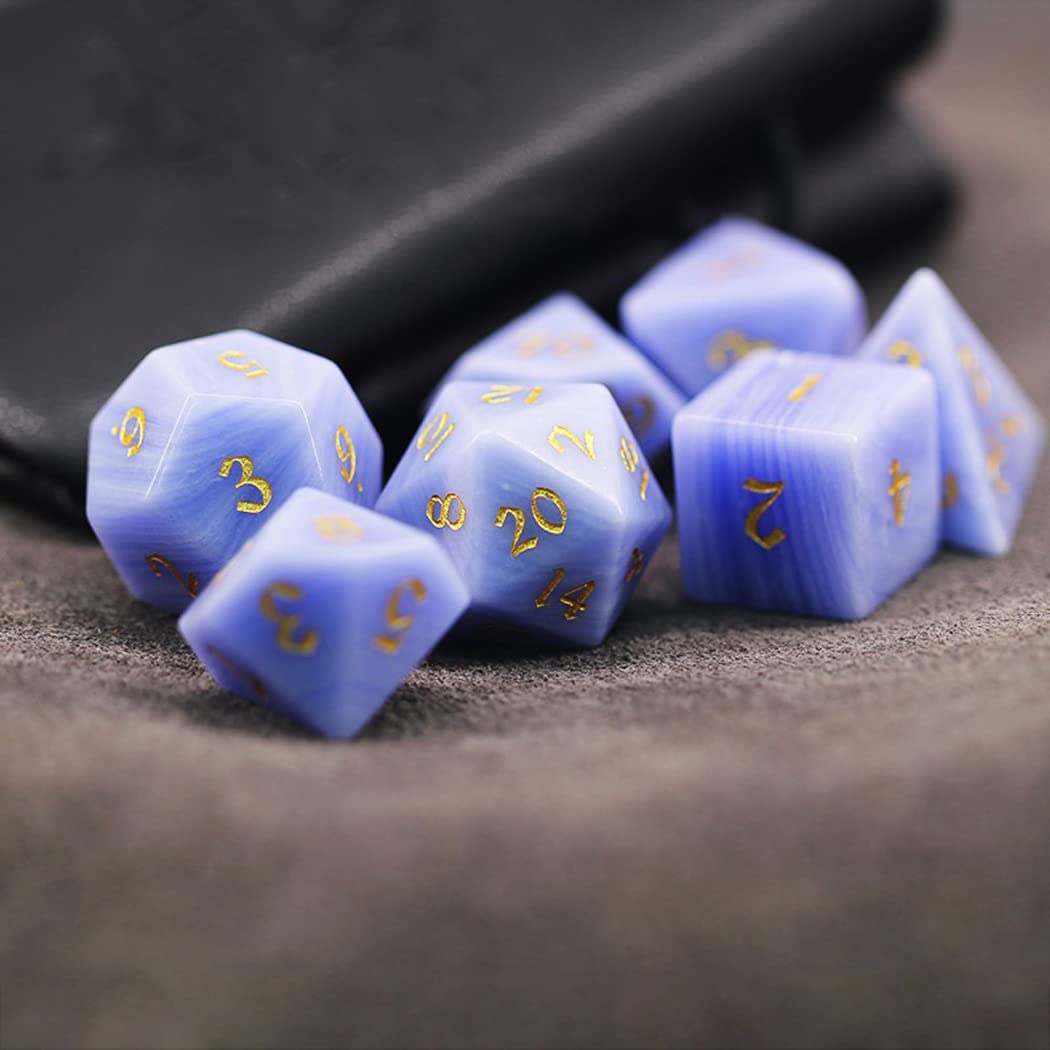 LANGWEI D&D Dice Set - 7-Piece Pretty Purple Agate Polyhedral Dice for Tabletop RPG Games, Dungeons & Dragons, TRPG, Pathfinder | Perfect for Role Playing Adventures & Creative Gifts