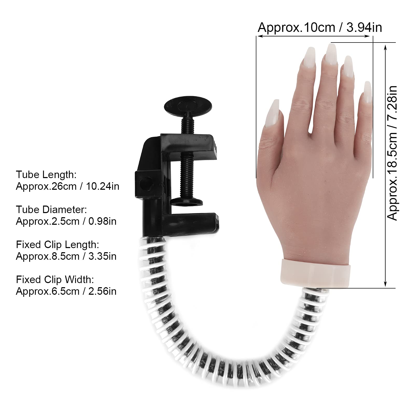 Professional Silicone Nail Practice Hand with Stable Stand - Perfect for Nail Art Training, Manicure Practice & Salon Demonstration (02) - Ideal for Nail Technicians, Students & Home Practice