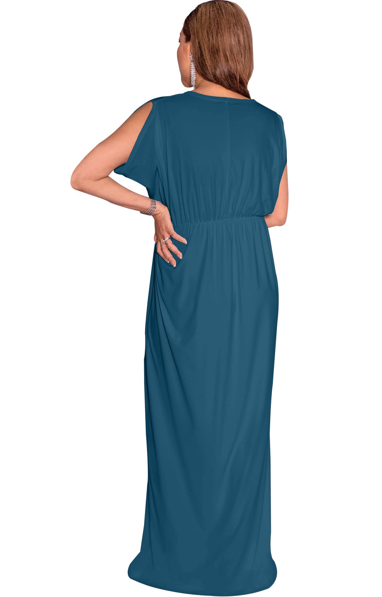 KOH KOH Women's Maternity Maxi Dress - Long & Short Sleeve V-Neck Flowy Summer Gown for Pregnancy | Perfect for Beach Vacations, Baby Showers & Maternity Photoshoots
