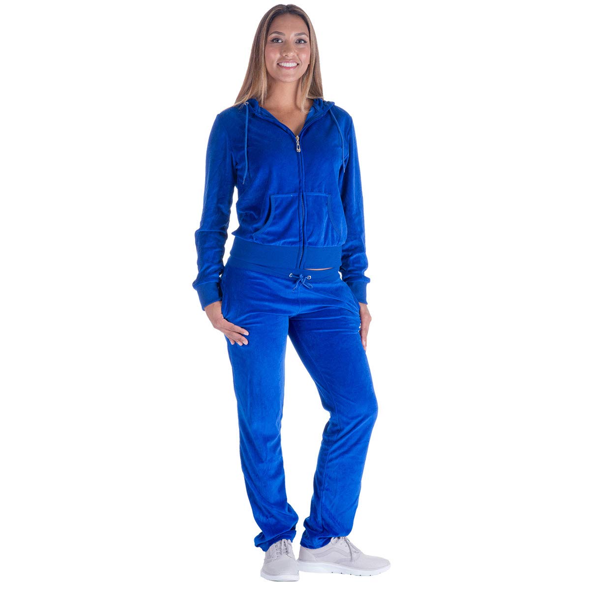 Facitisu Women's Velour Tracksuit Set - 2 Piece Jogging Outfit with Hoodie & Sweatpants for Gym, Yoga & Casual Wear