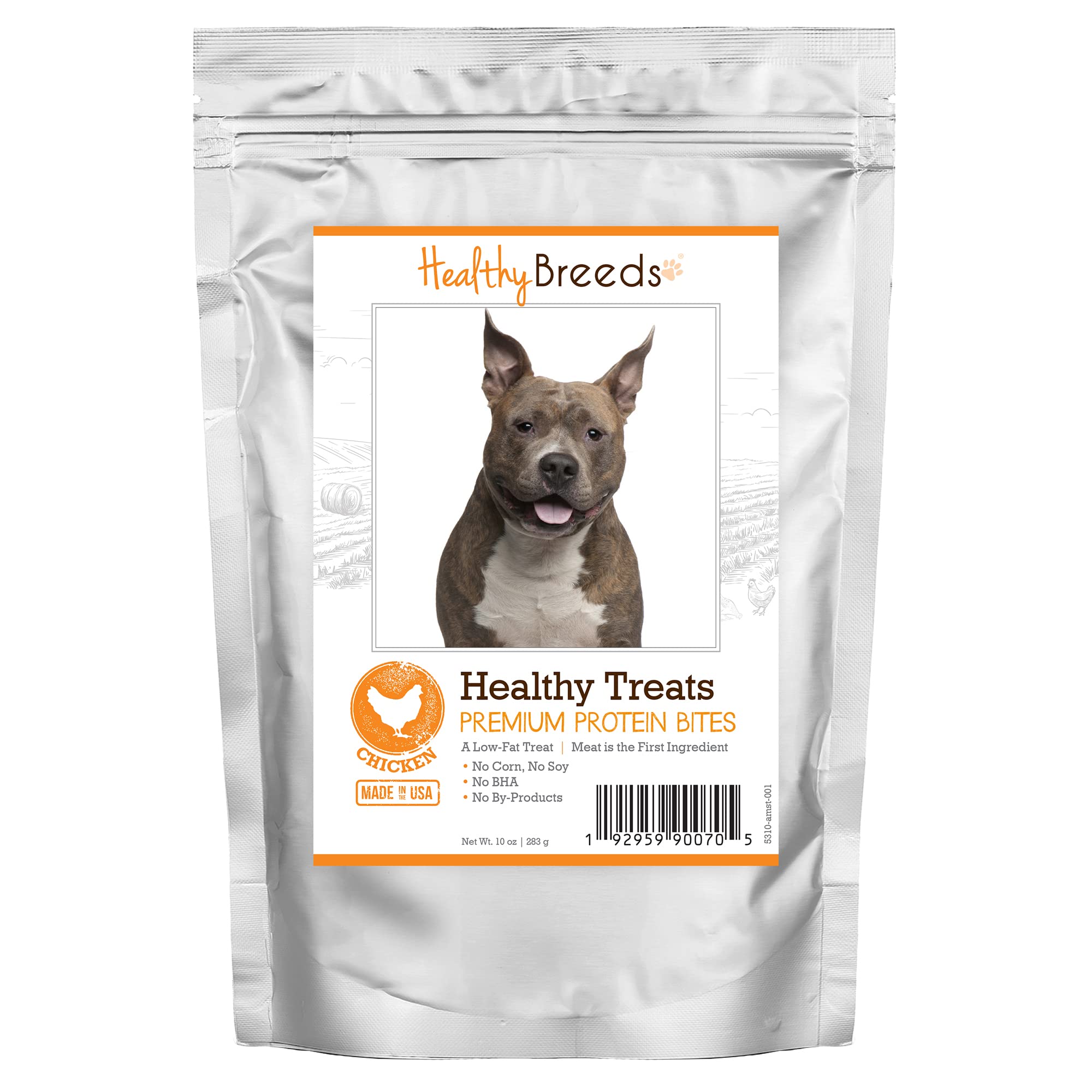 Healthy Breeds Premium Protein Bites Chicken Dog Treats for American Staffordshire Terrier - 10 oz | All-Natural Training Rewards & Dental Chews for Medium to Large Dogs | Perfect for Obedience Training, Positive Reinforcement & Teeth Cleaning