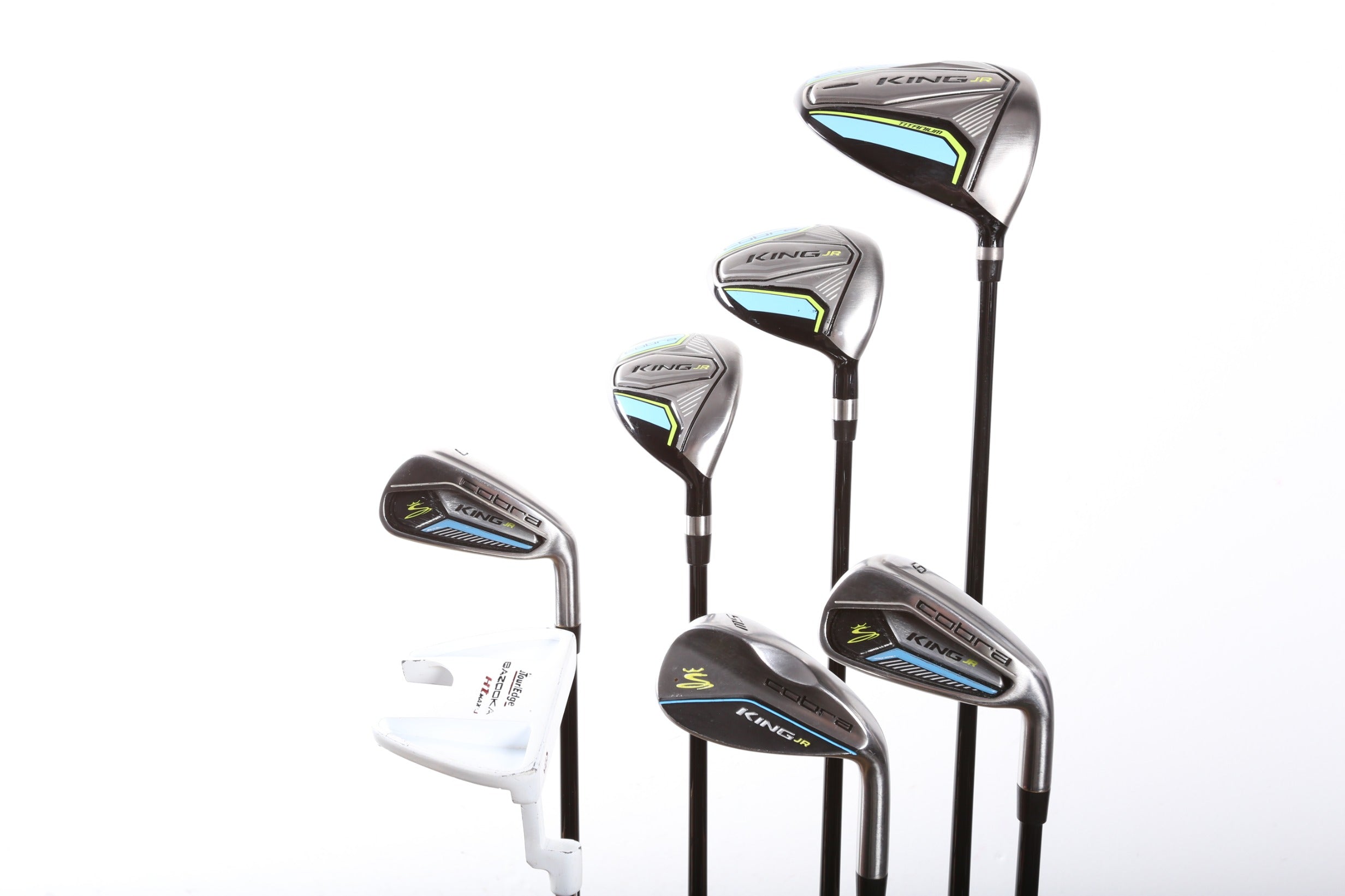Cobra King Junior Golf Club Set - Right Hand Youth Driver, Fairway Wood, Hybrid, 7 Iron, 9 Iron, Sand Wedge & Putter - Perfect for Young Golfers Learning & Practicing on the Course