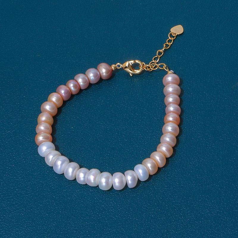 14K Gold Plated Freshwater Pearl Gradient Bracelet for Women - Elegant Stackable Jewelry Gift for Birthday, Anniversary & Special Occasions