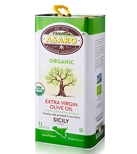 Premium Organic Extra Virgin Olive Oil - 5 Liter (169.07 Fl Oz) Tin - Cold Pressed, Unfiltered, First Harvest - Perfect for Cooking, Salad Dressings & Gourmet Recipes