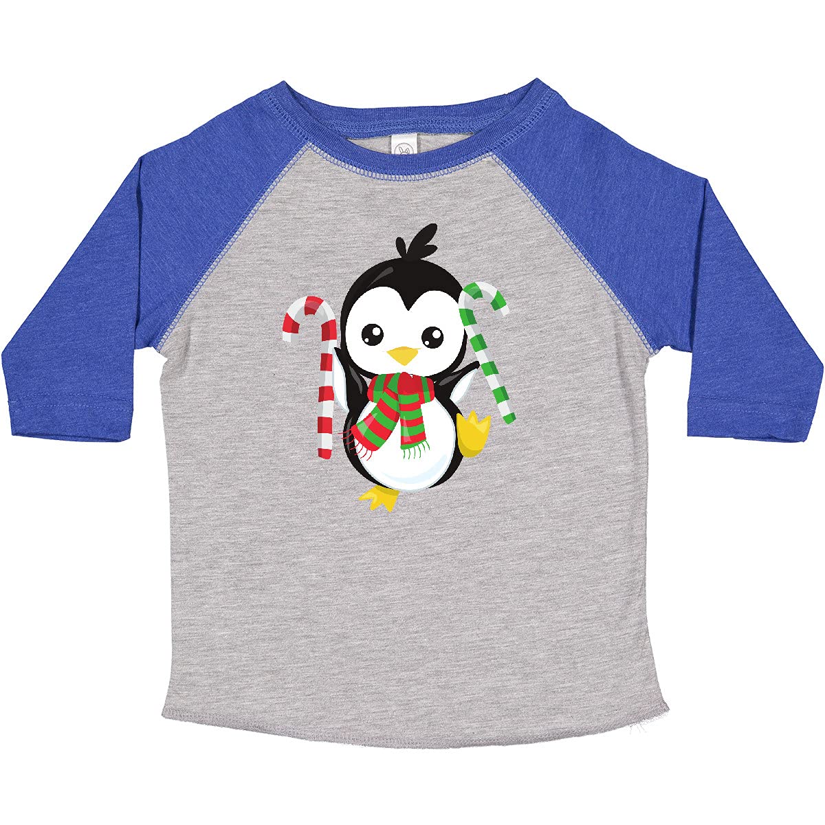 Christmas Penguin Toddler T-Shirt - Cute Penguin with Scarf & Candy Cane Design - Soft Cotton Holiday Outfit for Boys & Girls - Perfect for Christmas Parties & Family Photos