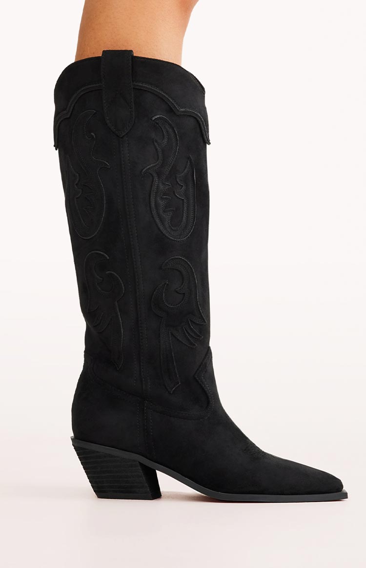 Billini Tulie Black Cowboy Boots for Women - Stylish Western Ankle Booties with Pointed Toe & Block Heel | Perfect for Country Concerts, Rodeos & Fall Fashion Outfits