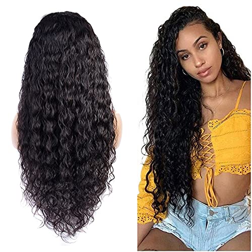 20 Inch Brazilian Human Hair Wigs for Black Women - 4x4 Lace Closure Water Wave Wigs Natural Black Color | Perfect for Daily Wear, Parties & Special Occasions