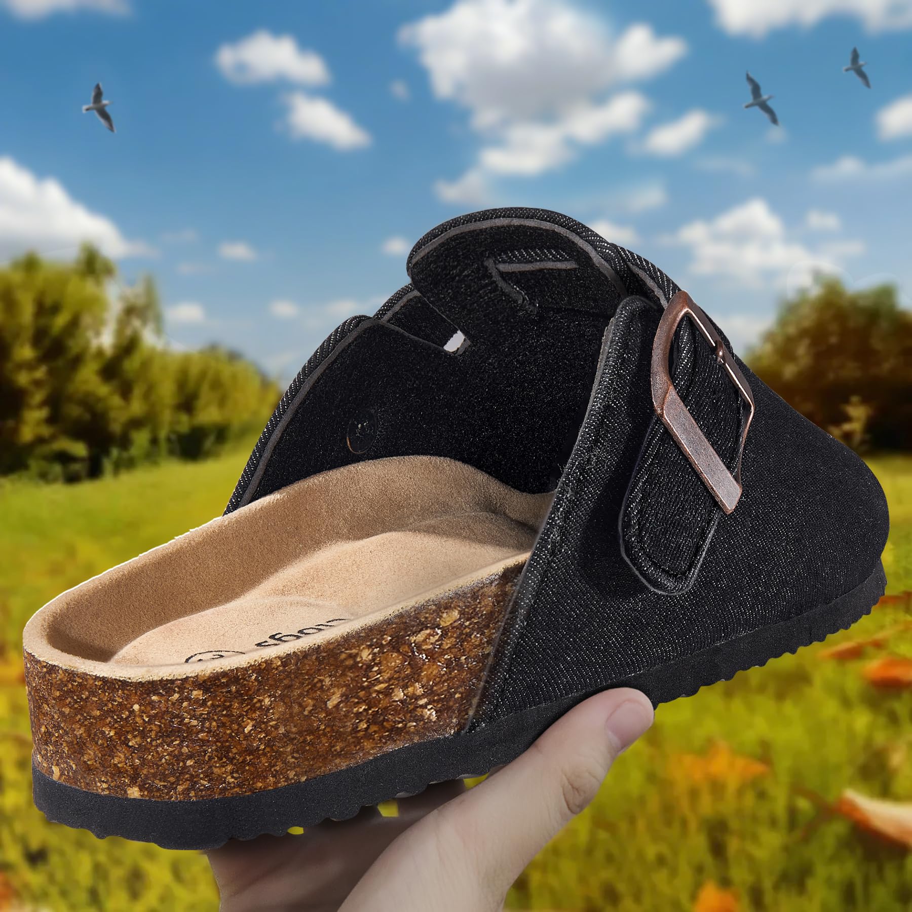 KEMISANT Men's Comfortable Suede Clogs - Unisex Mule Slippers & Sandals with Cushioned Cork Footbed - Perfect for Nurses, Healthcare Workers & Casual Wear