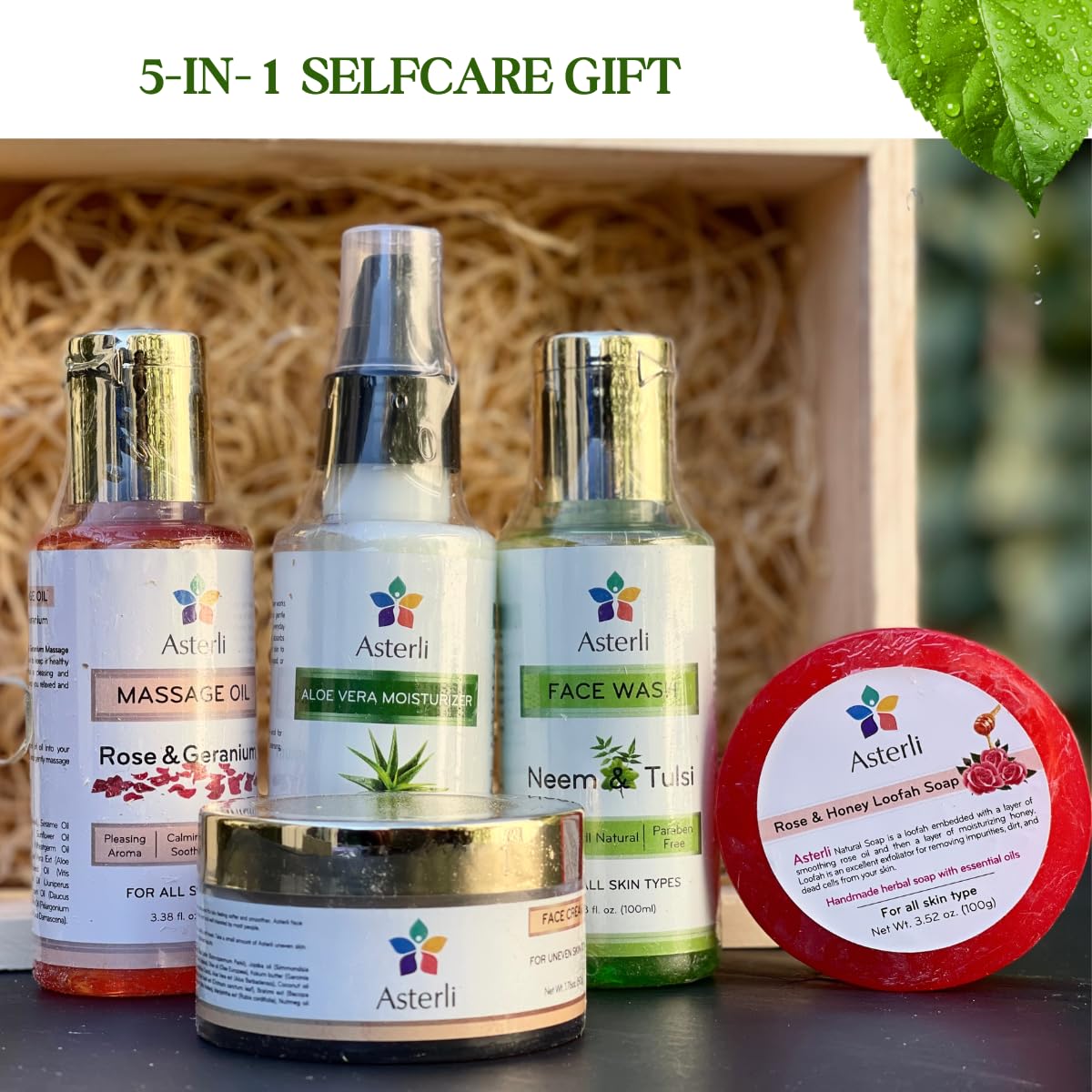 Natural 5-in-1 Self Care Skin Care Gift Set for Women - Moisturizing, Anti-Aging & Relaxing Spa Kit | Perfect Birthday, Valentine's Day & Anniversary Gift for Her | At-Home Spa Day, Pampering Self-Care Routine & Thoughtful Present for Wife, Mom & Friends