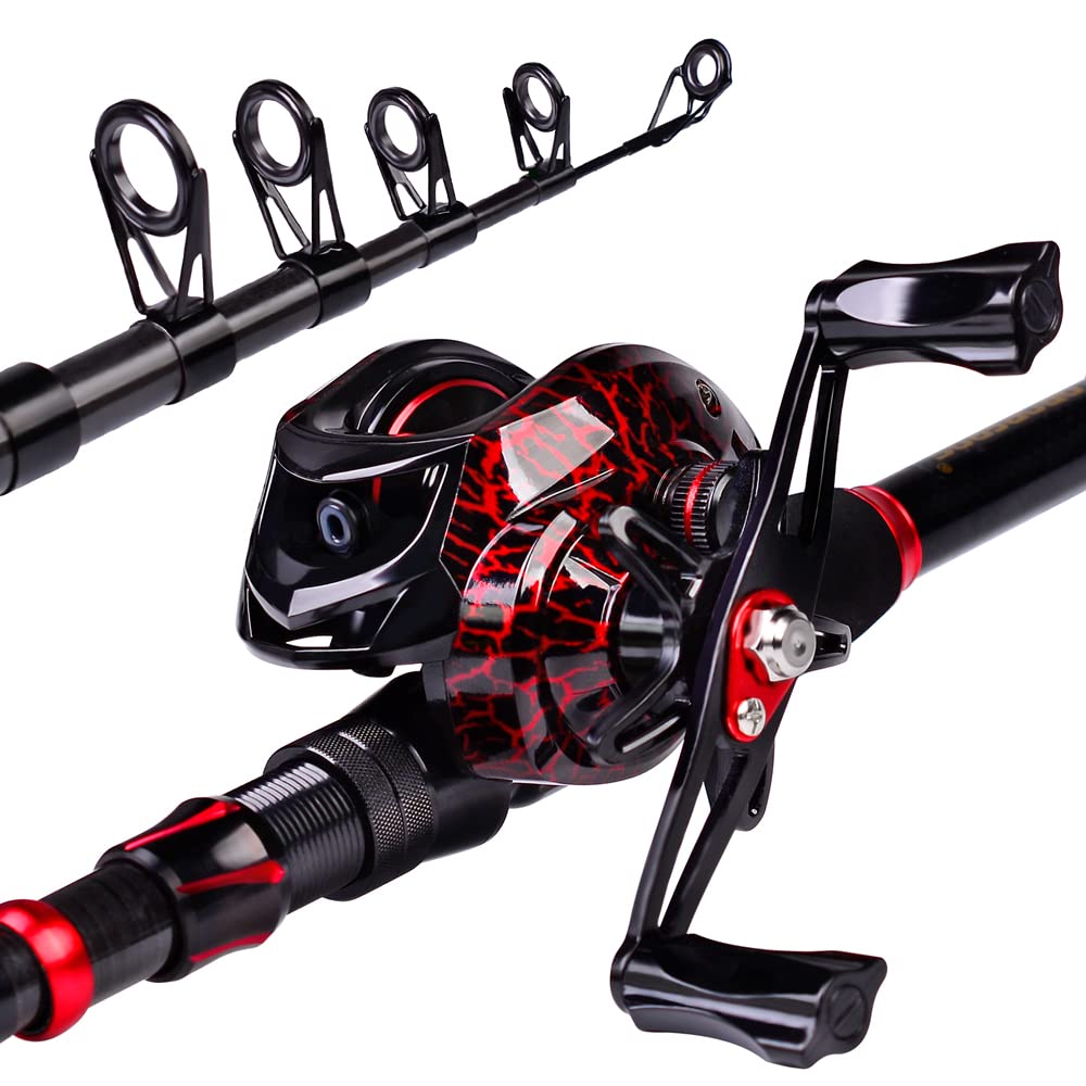 Premium 6.9ft Carbon Fiber Telescopic Fishing Rod and Reel Combo - Spinning & Baitcasting Reel Set for Saltwater, Freshwater & Ice Fishing - Ideal for Bass, Trout, and Walleye - Perfect for Shore Fishing, Boat Angling, and Ice Fishing Adventures