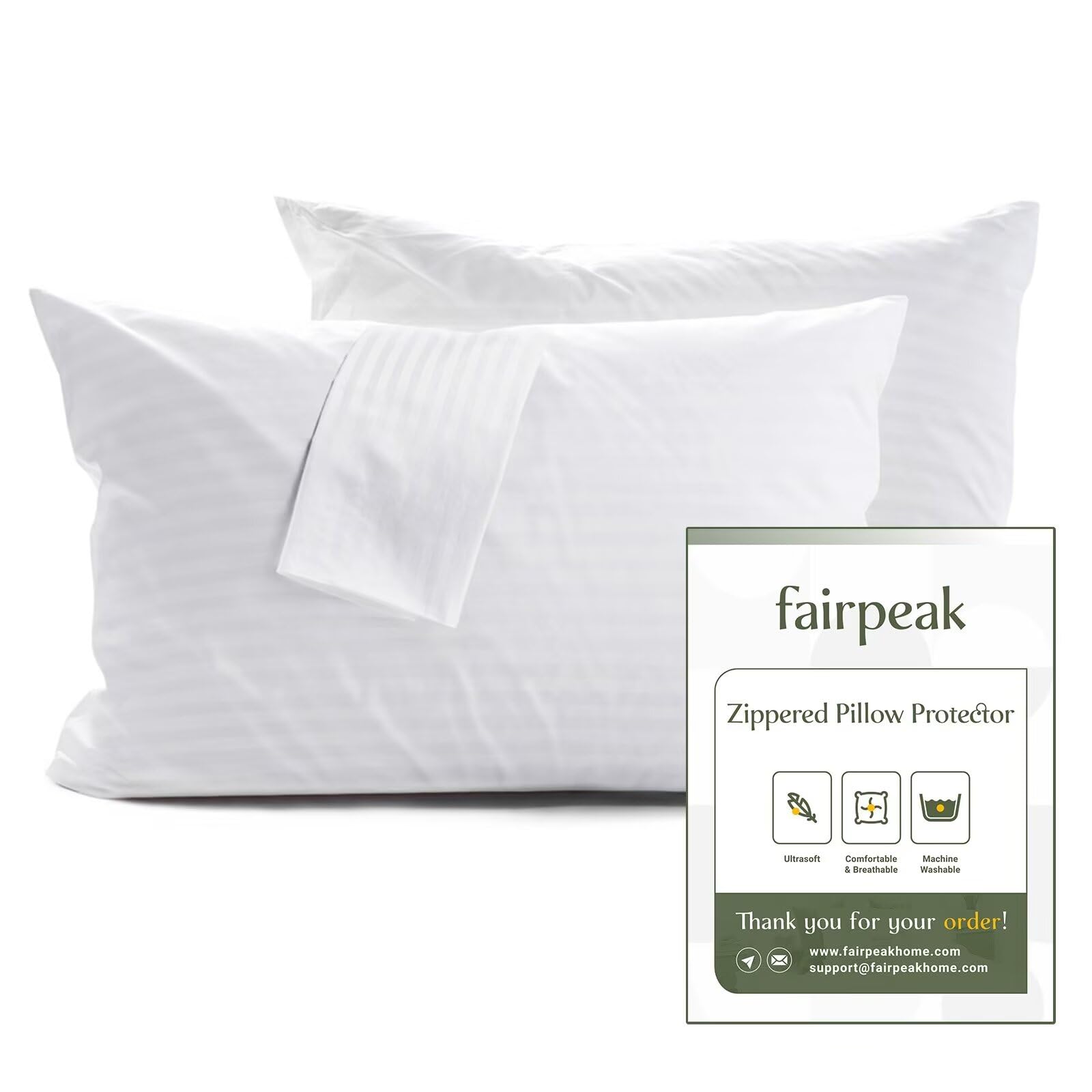 4 Pack Standard Size Pillow Protectors with Zipper - Oeko-TEX Certified, Luxury Hotel Quality Pillow Covers - Soft, Breathable & Machine Washable (20
