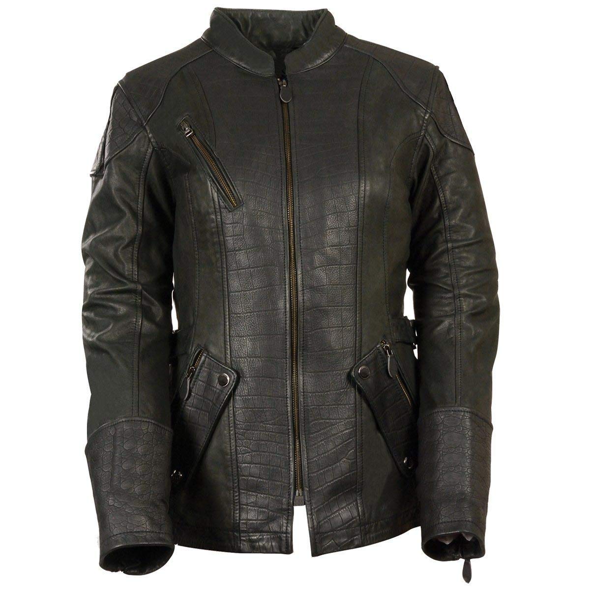 Milwaukee Leather MLL2560 Women's Black 3/4 Length Gator Embossed Leather Jacket - Stylish Motorcycle Riding & Casual Outwear for Bikers and Fashion Lovers