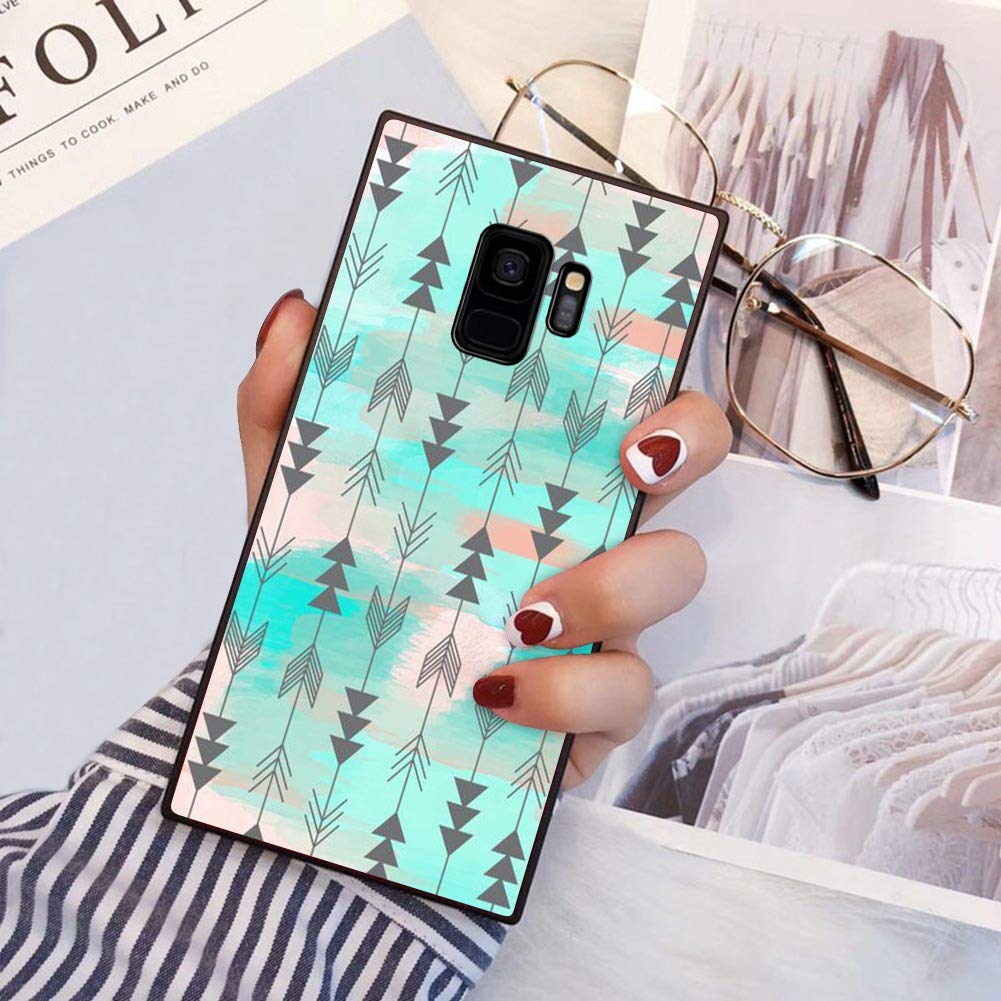 YaoLang Samsung Galaxy S9 Case - Square Edges Design with Watercolor Arrows, Soft TPU Slim Protective Cover for Samsung Galaxy S9 - Perfect for Daily Use, Travel & Outdoor Activities
