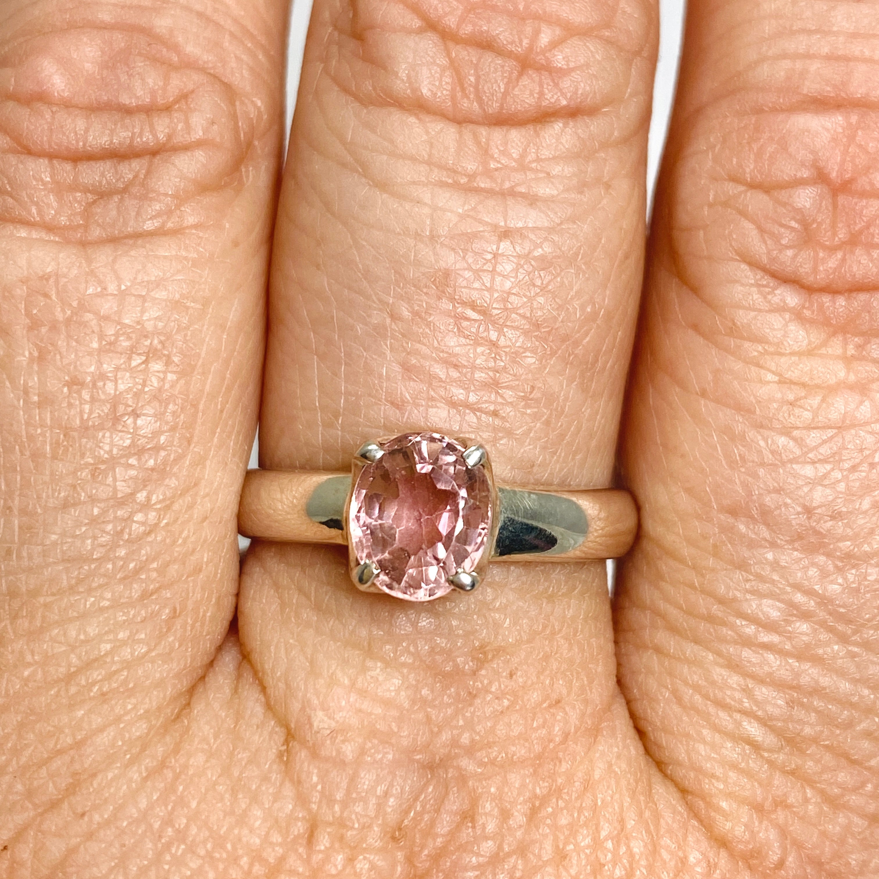 Pink Tourmaline Oval Faceted Ring Size 8.5 - Genuine Gemstone Jewelry for Women, Elegant Engagement & Wedding Gift, Perfect for Anniversary, Valentine's Day & Special Occasions