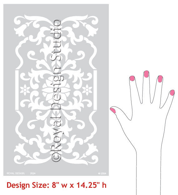 Eastern Panel Furniture Stencil - Wood Carving Template for DIY Home Decor | Perfect for Cabinets, Doors & Wall Art Projects