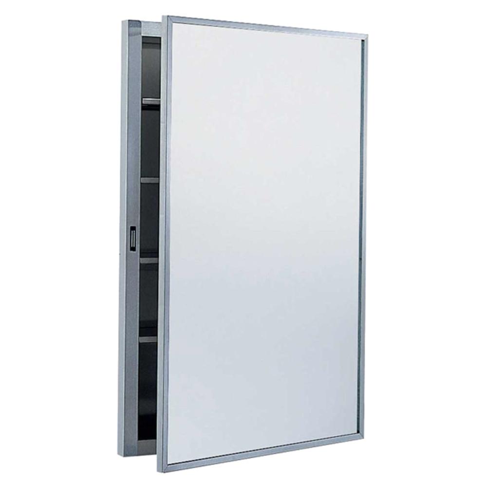 Bobrick B299 Surface Mounted Medicine Cabinet with Mirror Swing Door - Satin Finish for Bathroom, Restroom & Home Organization