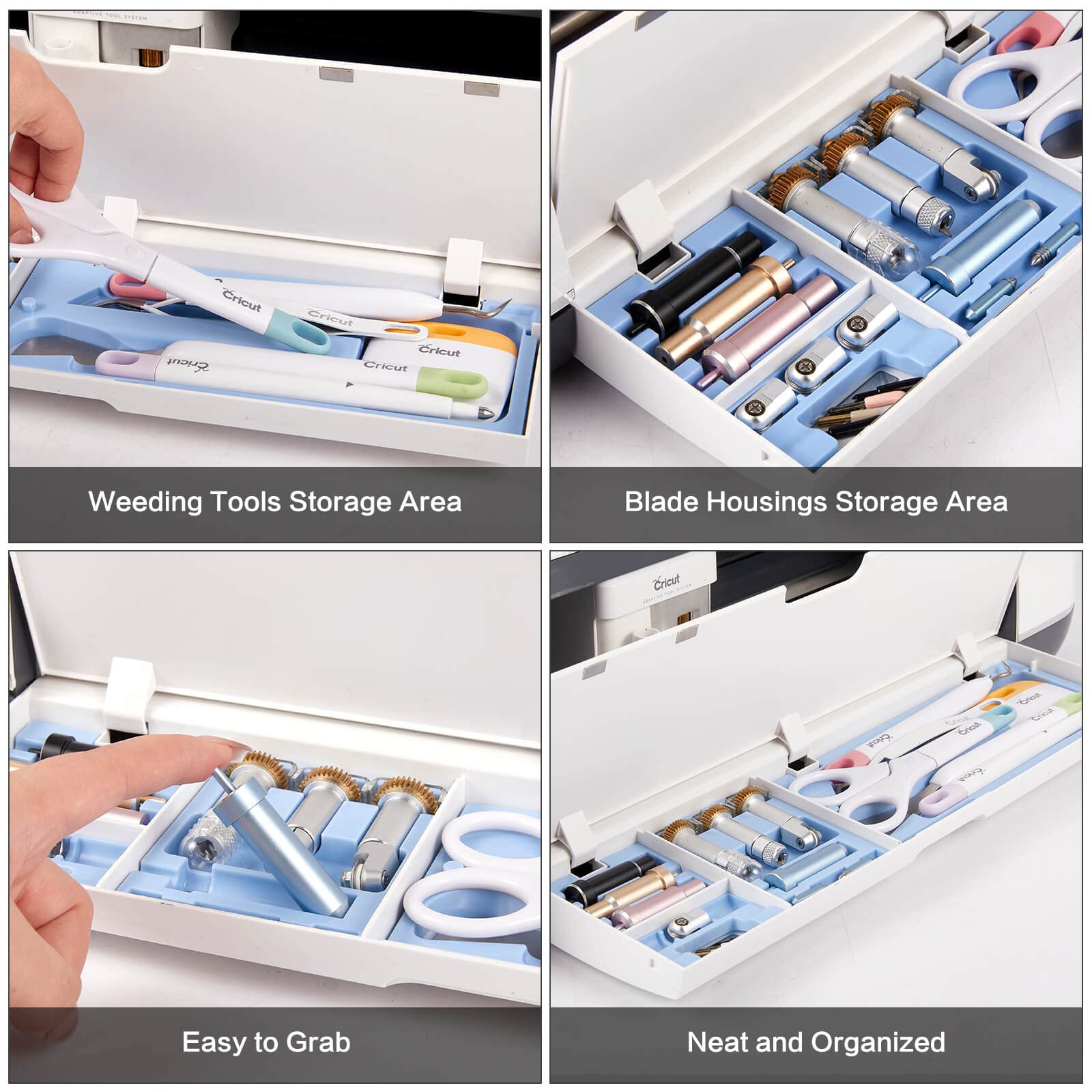 Cricut Maker 3 & Maker Tool Storage Insert - Drawer Organizer for Weeding Tools & Blades Housing Accessories (Blue) | Perfect for Craft Room & DIY Projects (Tools Not Included)